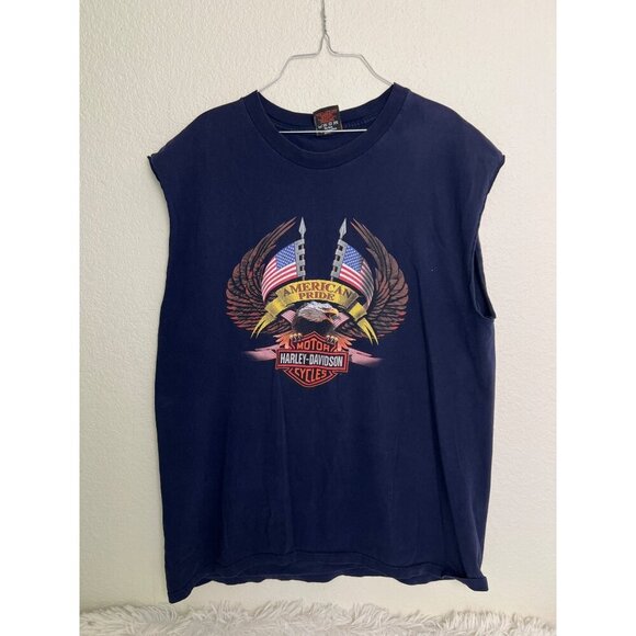 Harley-Davidson Other - Harley Davidson XL Sleeveless Tee T-shirt Vegas Flag Eagle American Pride